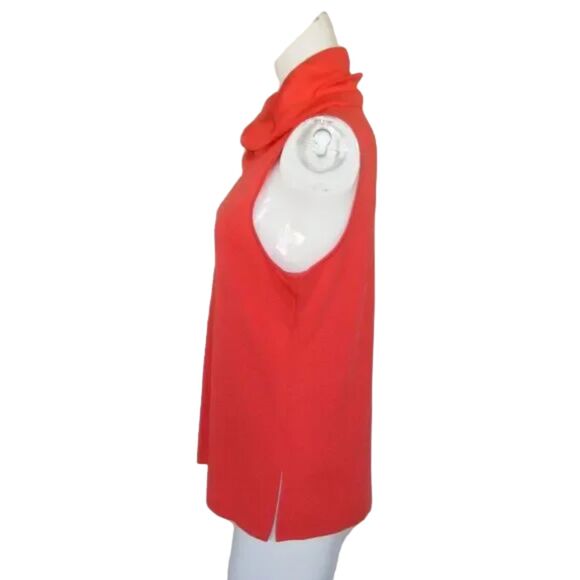 MISOOK Top, L, Sleeveless, Cowl neck, Acrylic, Exclusively Red orange - Picture 5 of 8